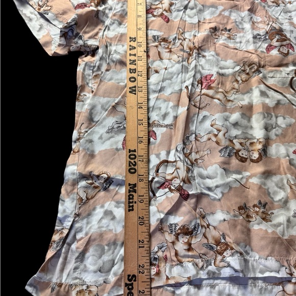 Vintage Short Sleeve Blouse Size Medium Lee Sands Cupid Valentines Day,cherubs - Picture 2 of 8